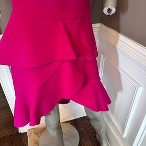 NWT ZARA Hot Pink Layered Ruffle Skirt Sz Small